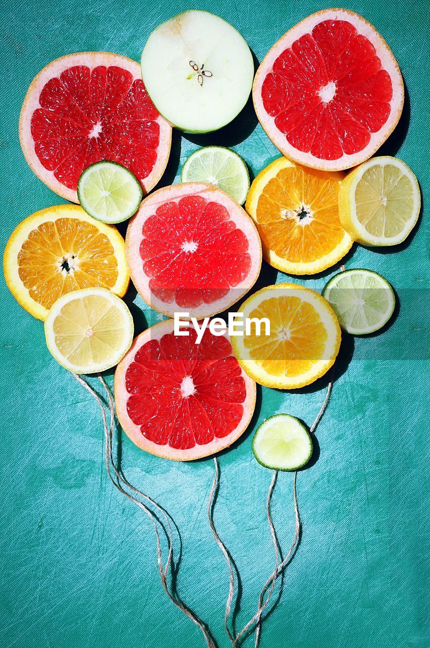 Directly above shot of fruits on table