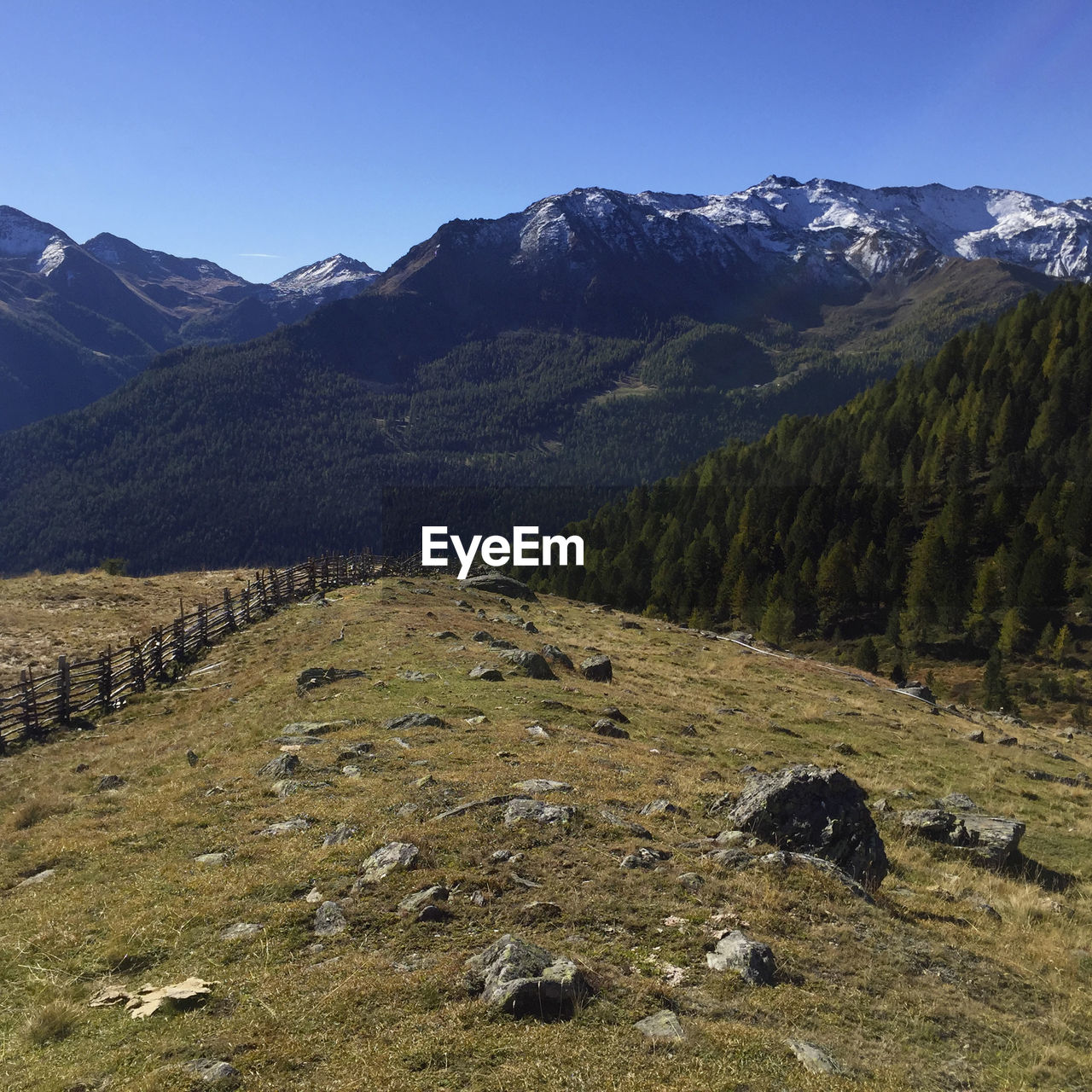 Scenic view of mountains against clear sky