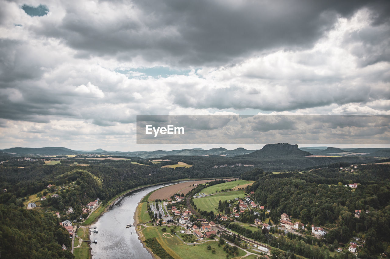 Aerial view of landscape against sky