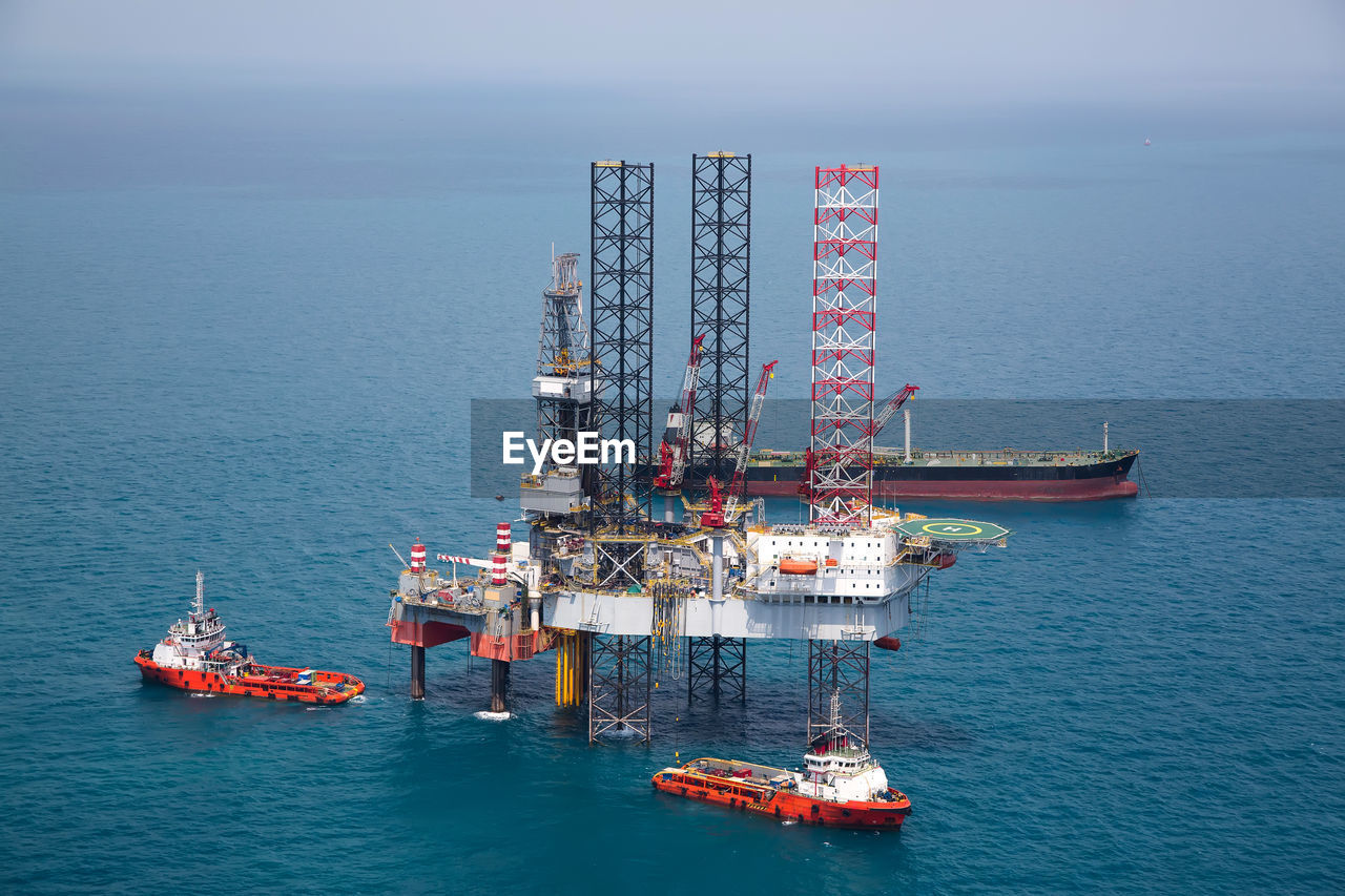 Oil platform on sea view from aerial