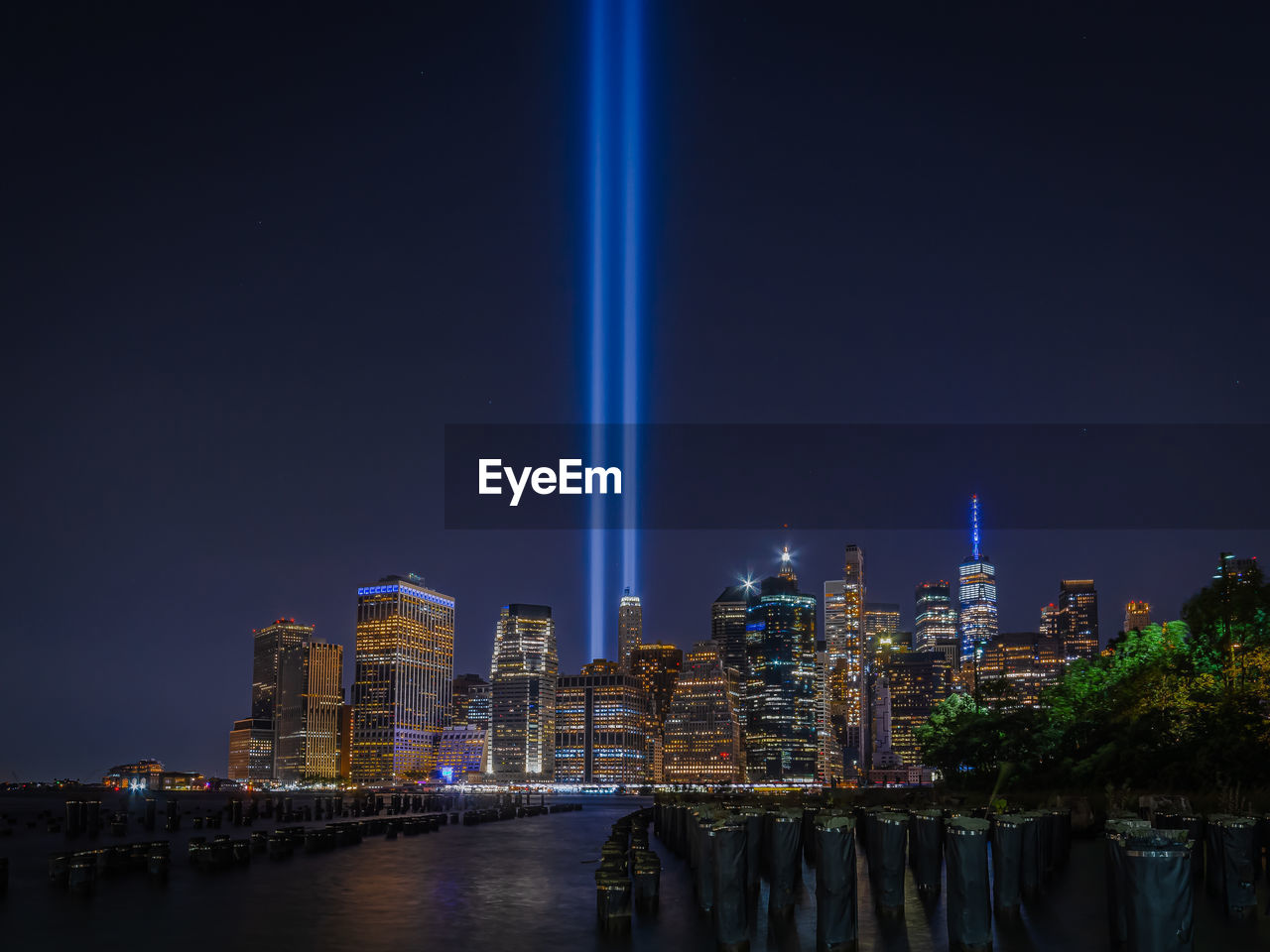 Illuminated buildings nyc september 11