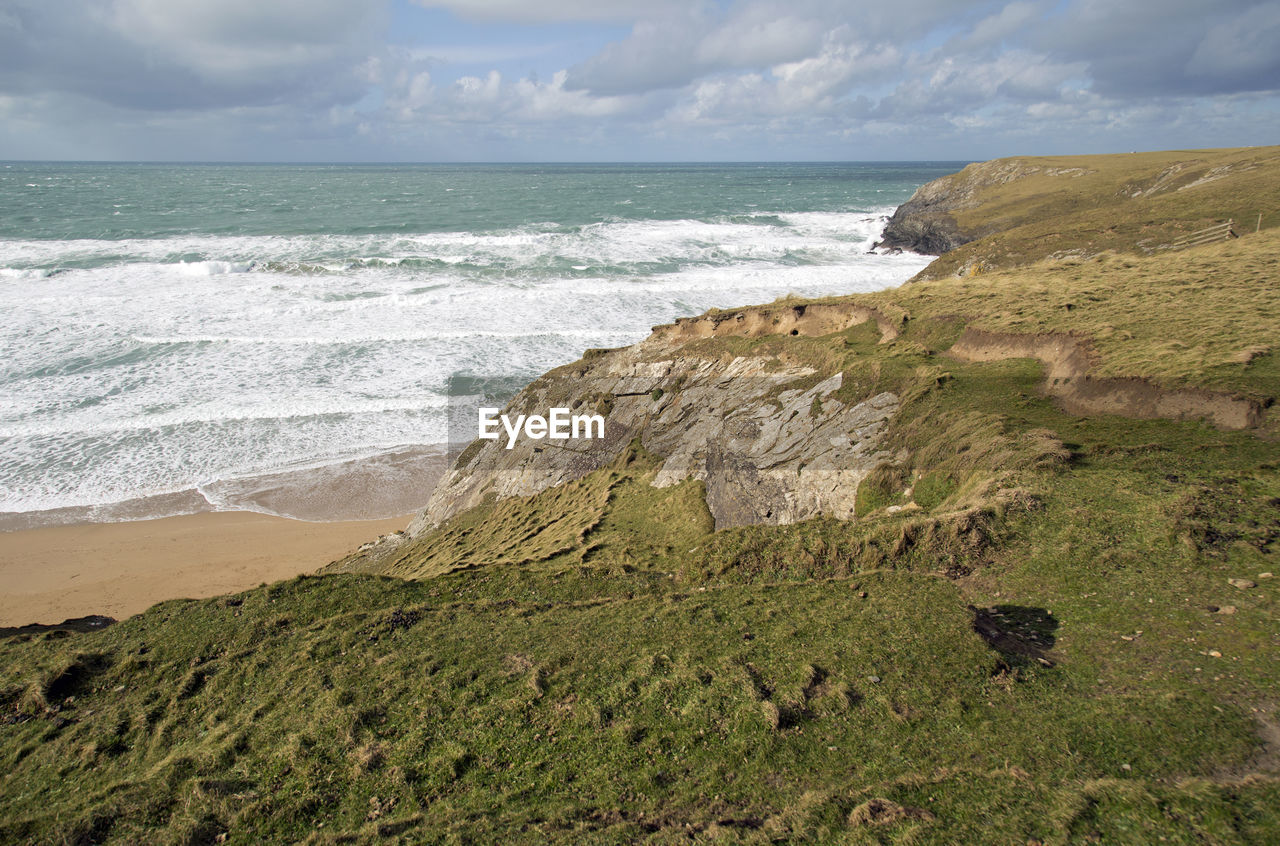 Scenic view of beach against sky