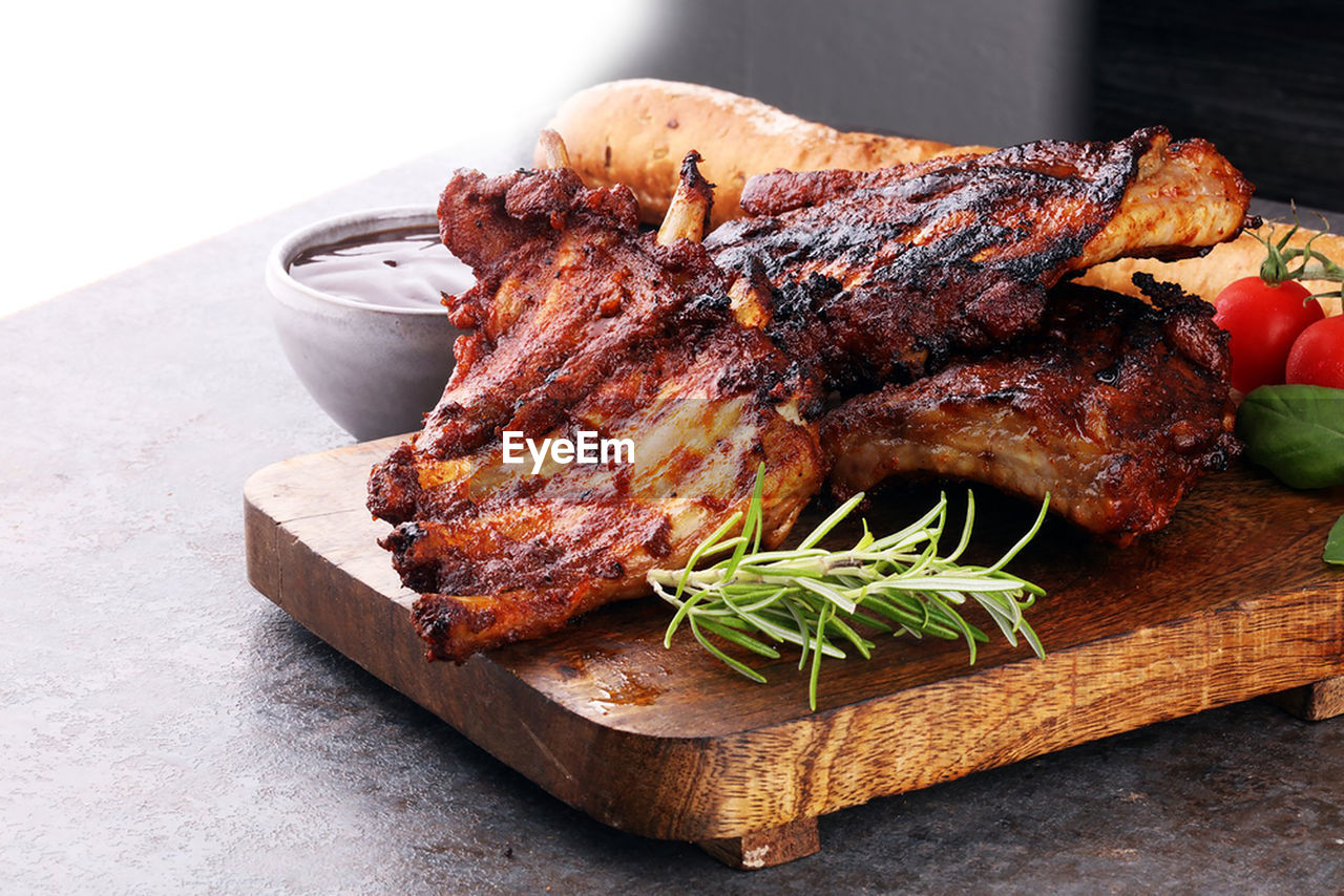 Spicy hot grilled spare ribs from a summer bbq