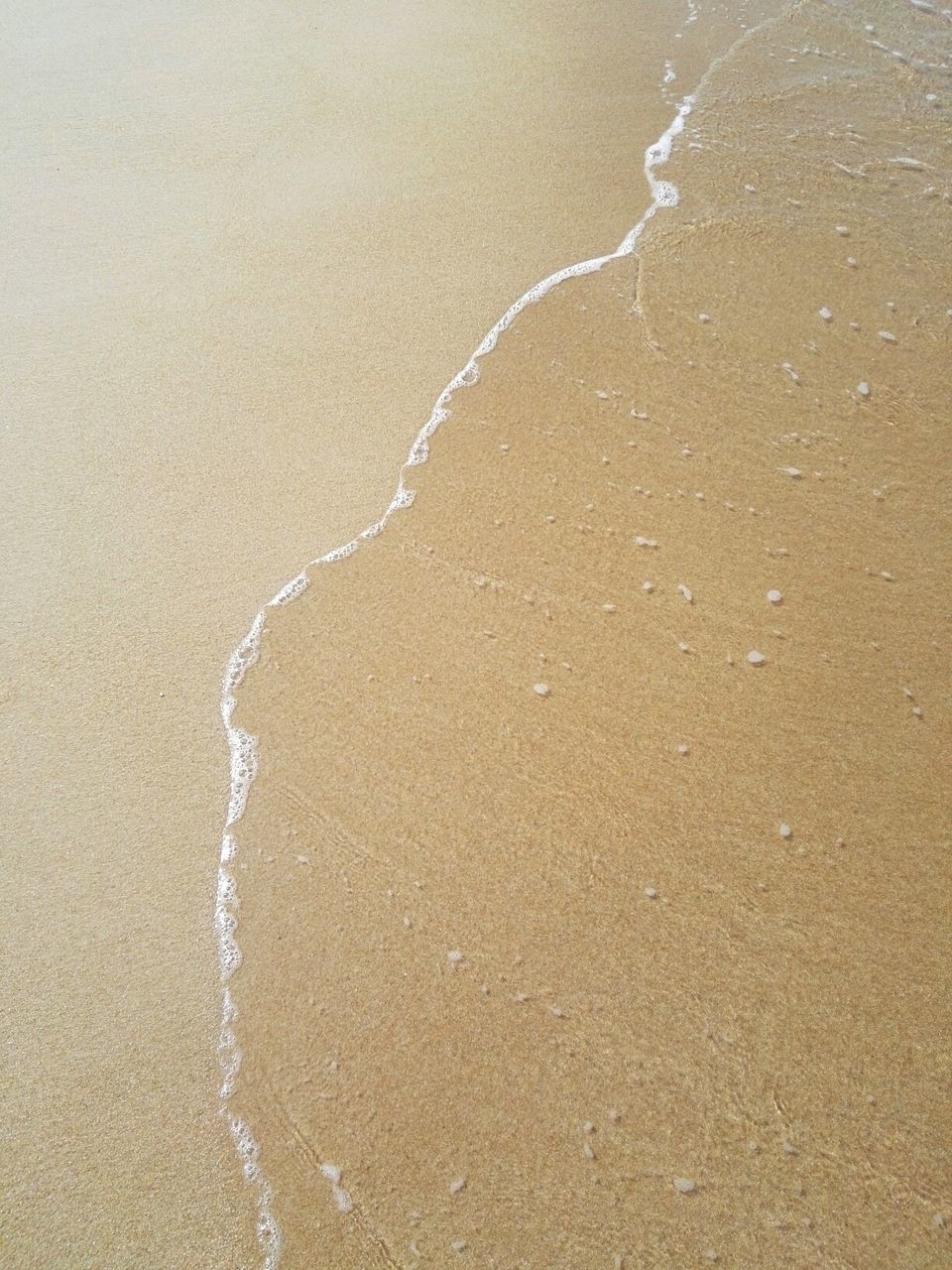 High angle view of footprints on beach