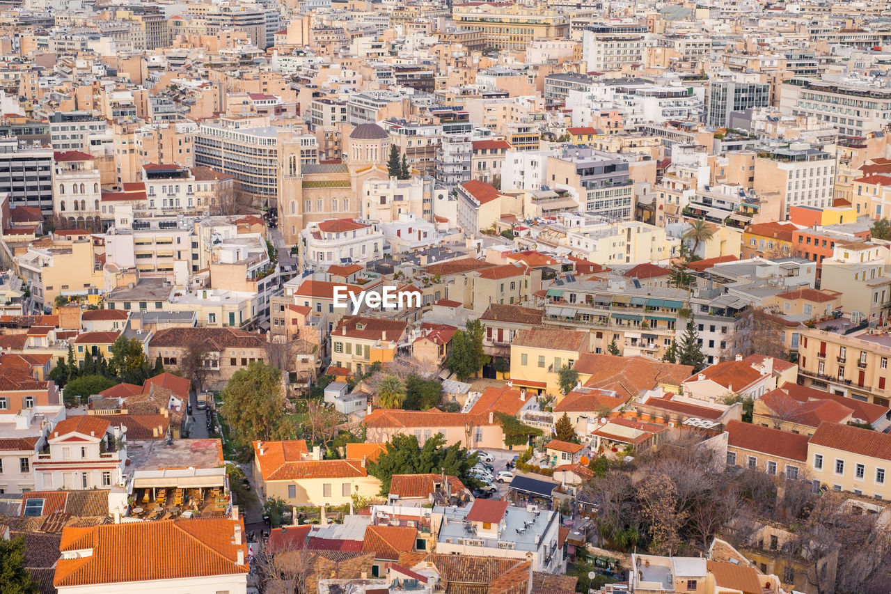 Athens, greece - february 13, 2020. panoramic view over the athens city, taken from acropolis