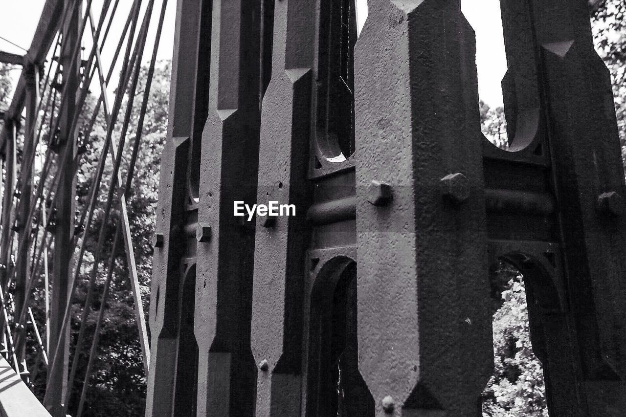Close-up of bollman truss railroad bridge