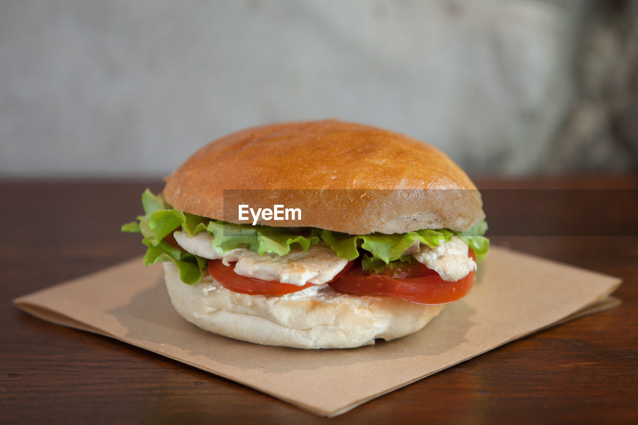 Close-up of sandwich on table