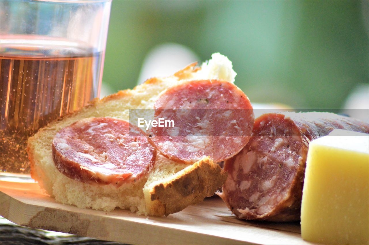 Close-up of breakfast on table