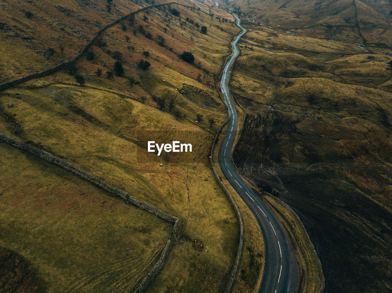 High angle view of mountain road