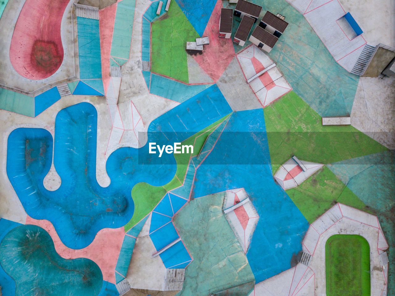 High angle view of multi colored swimming pool