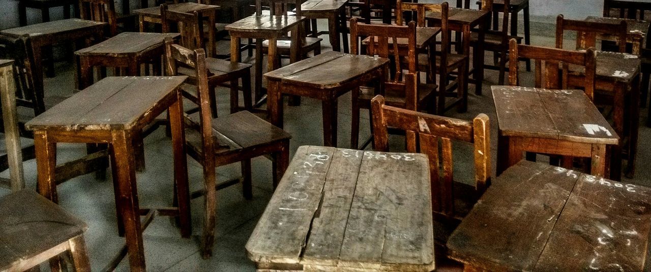 View of empty tables and chairs