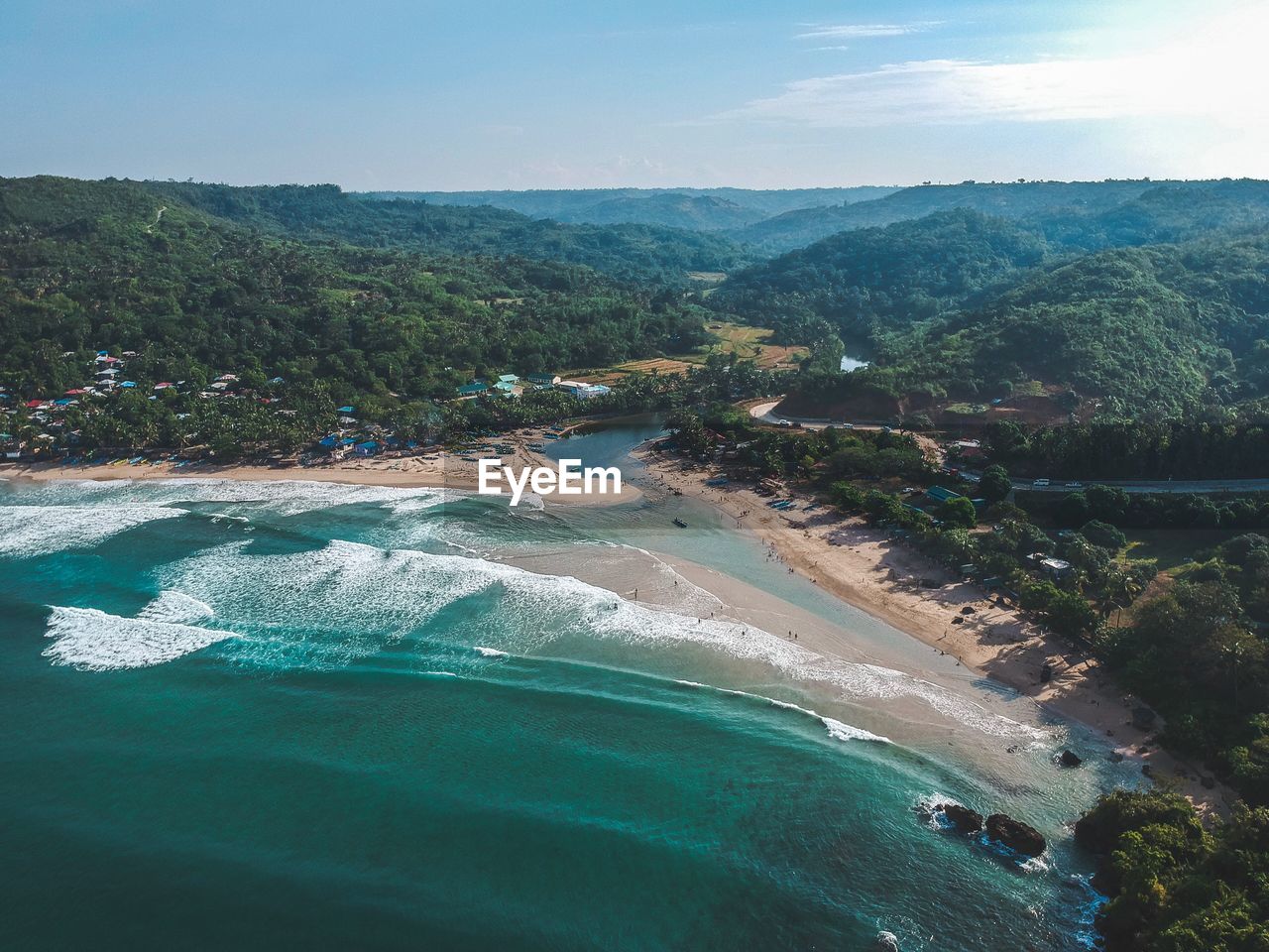 High angle view of sea against sky