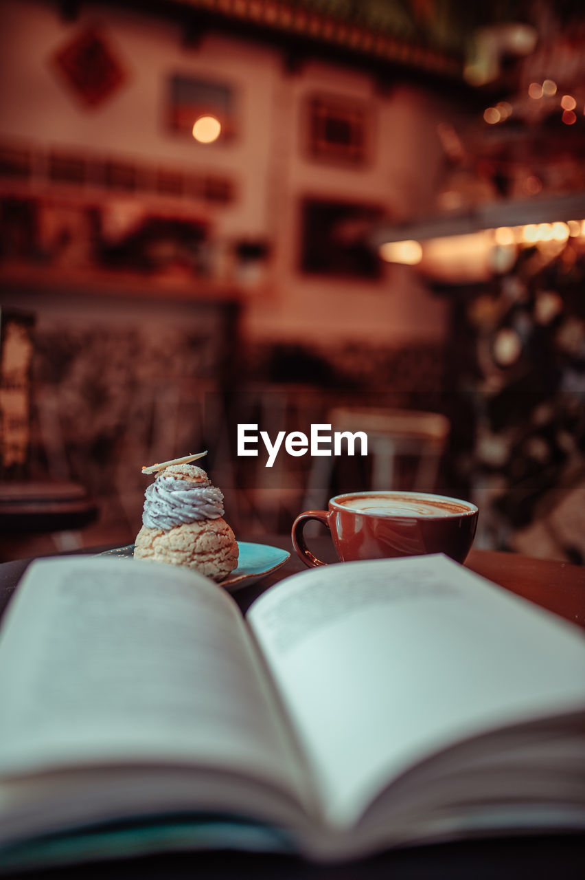 Close-up of books on table