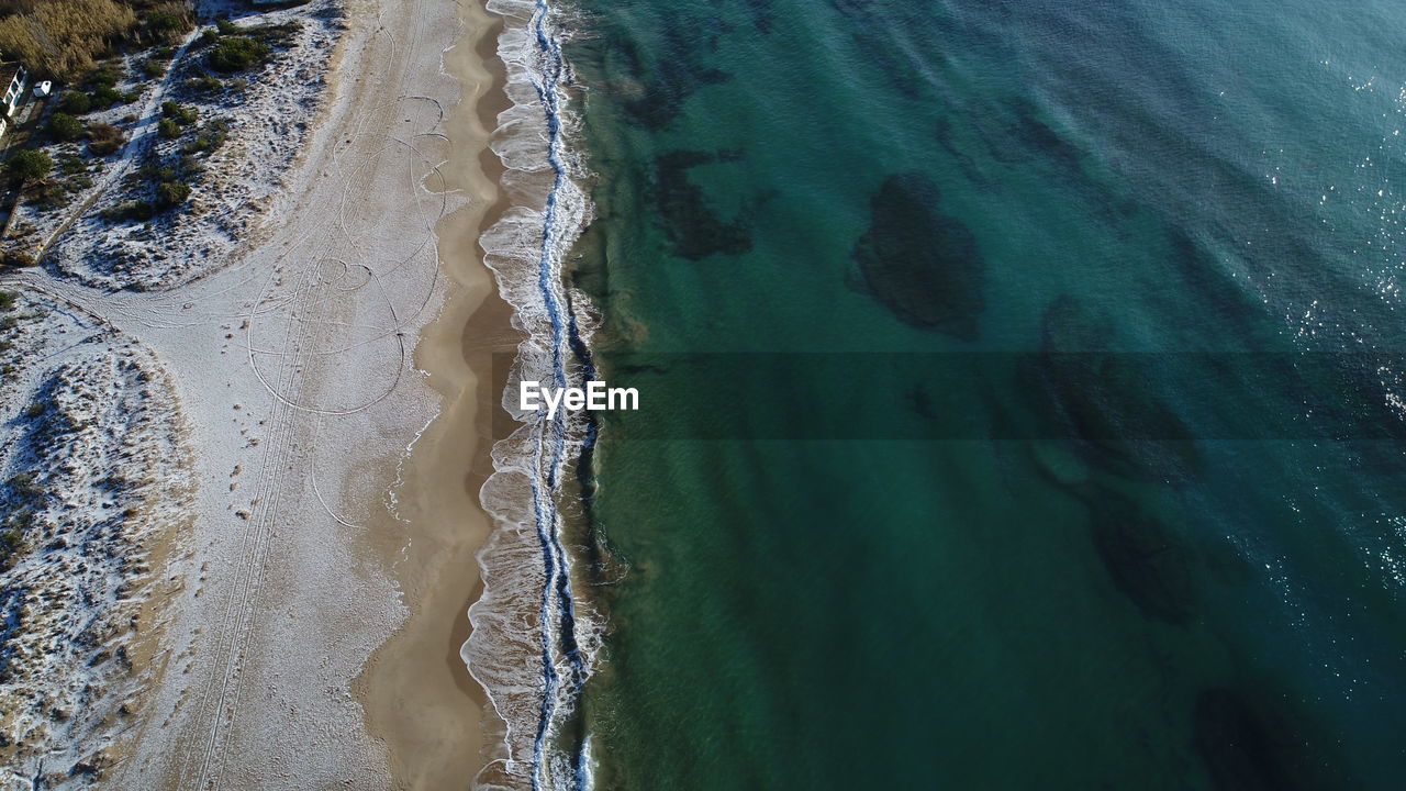 High angle view of beach