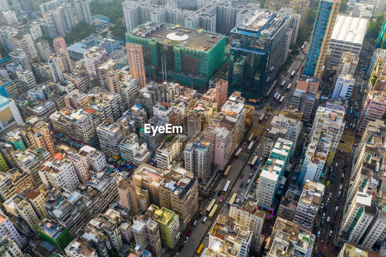 Aerial of buildings in city