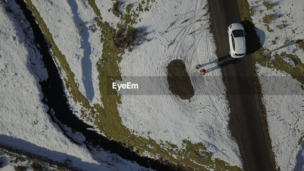 High angle view of snow in scotland 