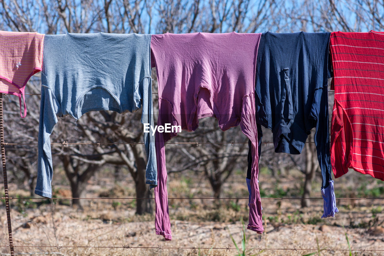 CLOTHES HANGING ON CLOTHESLINE