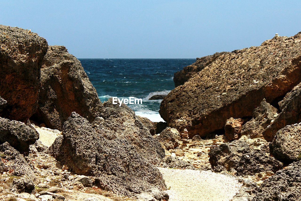 Close-up of sea against clear sky