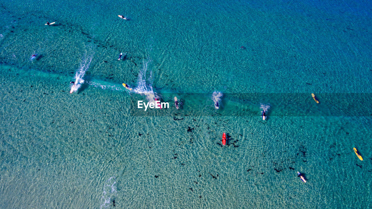 Aerial view of boats on sea