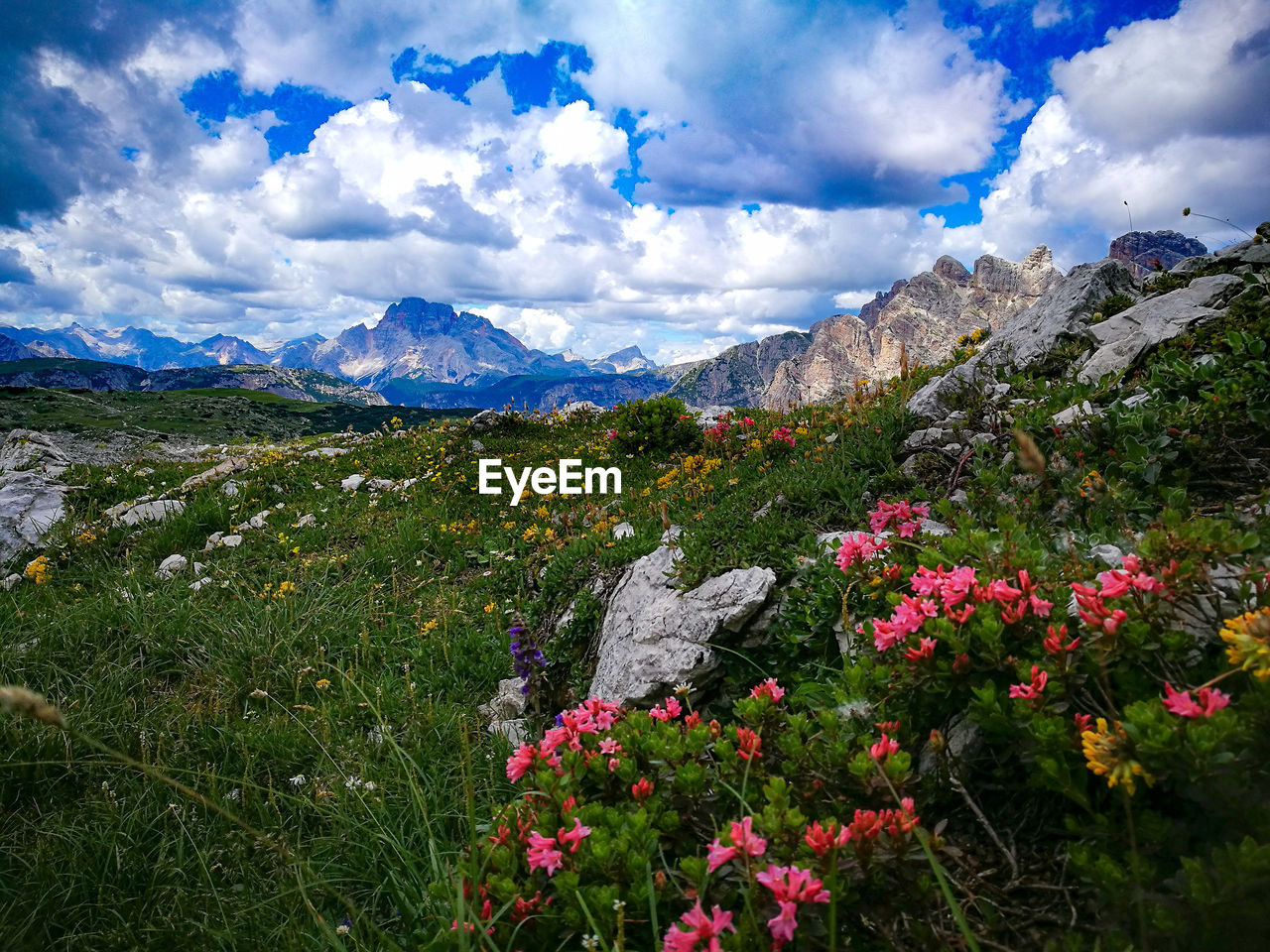 Scenic view of mountains against sky