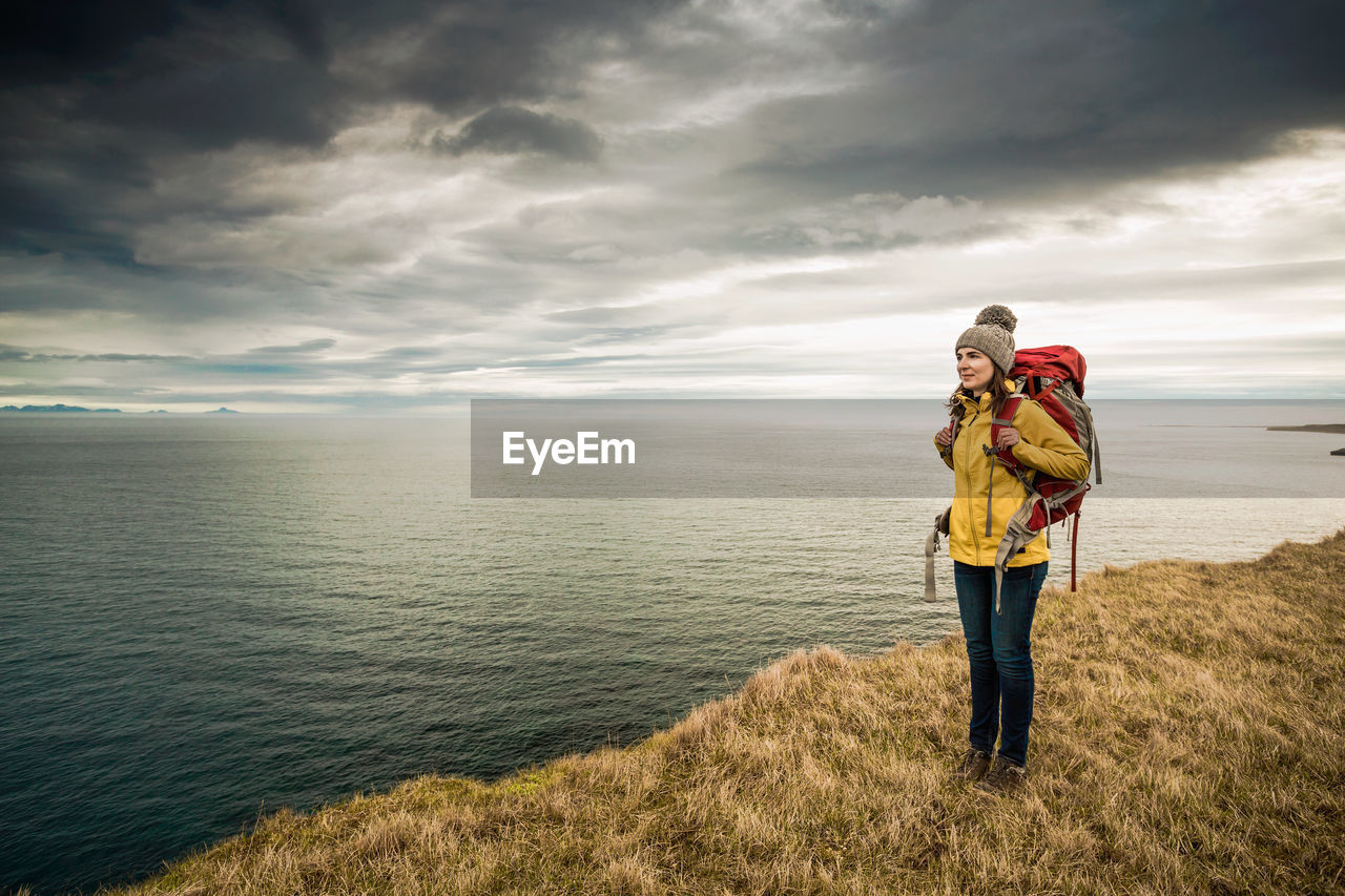 Beautiful backpacker tourist in iceland