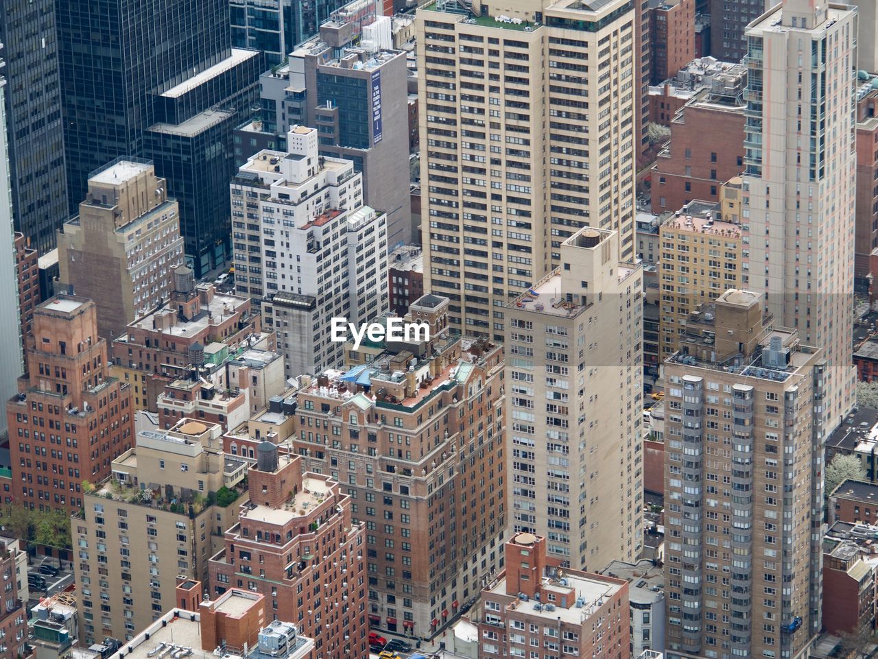 High angle view of buildings in city