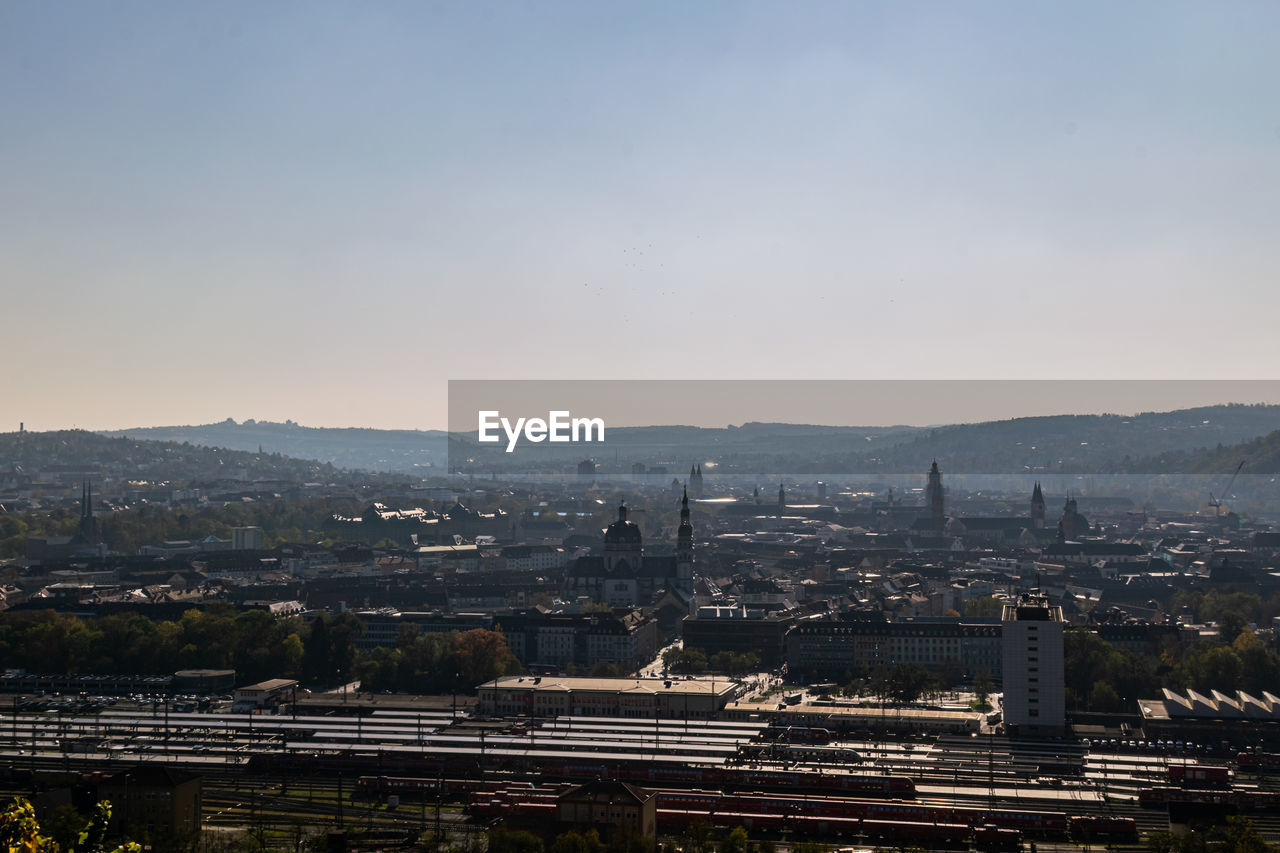 High angle view of the city würzburg 