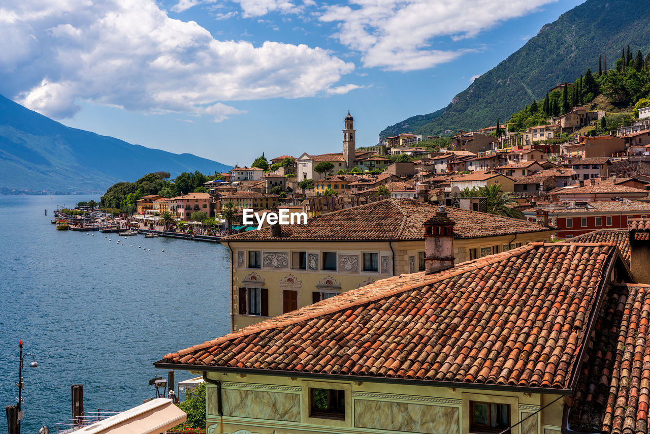 View of the old town of limone sul garda on lake garda in italy.