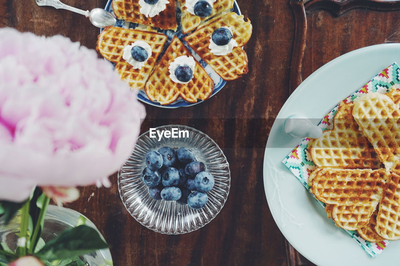 High angle view of food on table