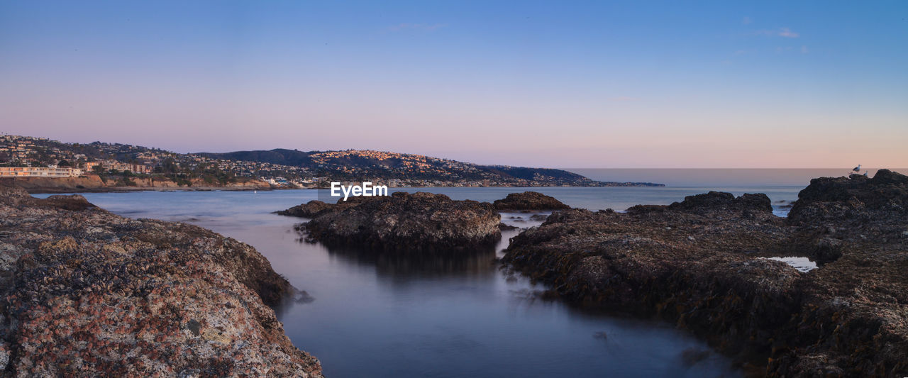 Scenic view of sea against clear sky