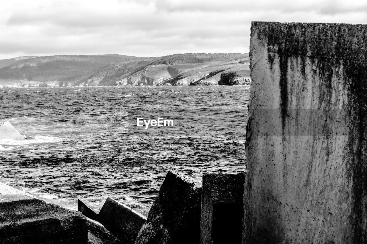 Stone structures on riverbank