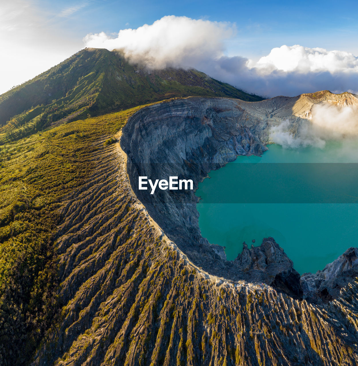 Scenic view of volcanic landscape against sky