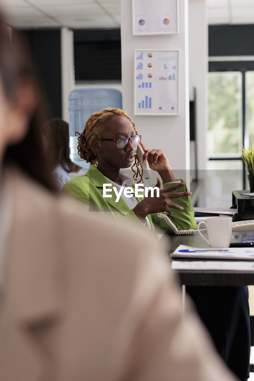 business colleagues working at table