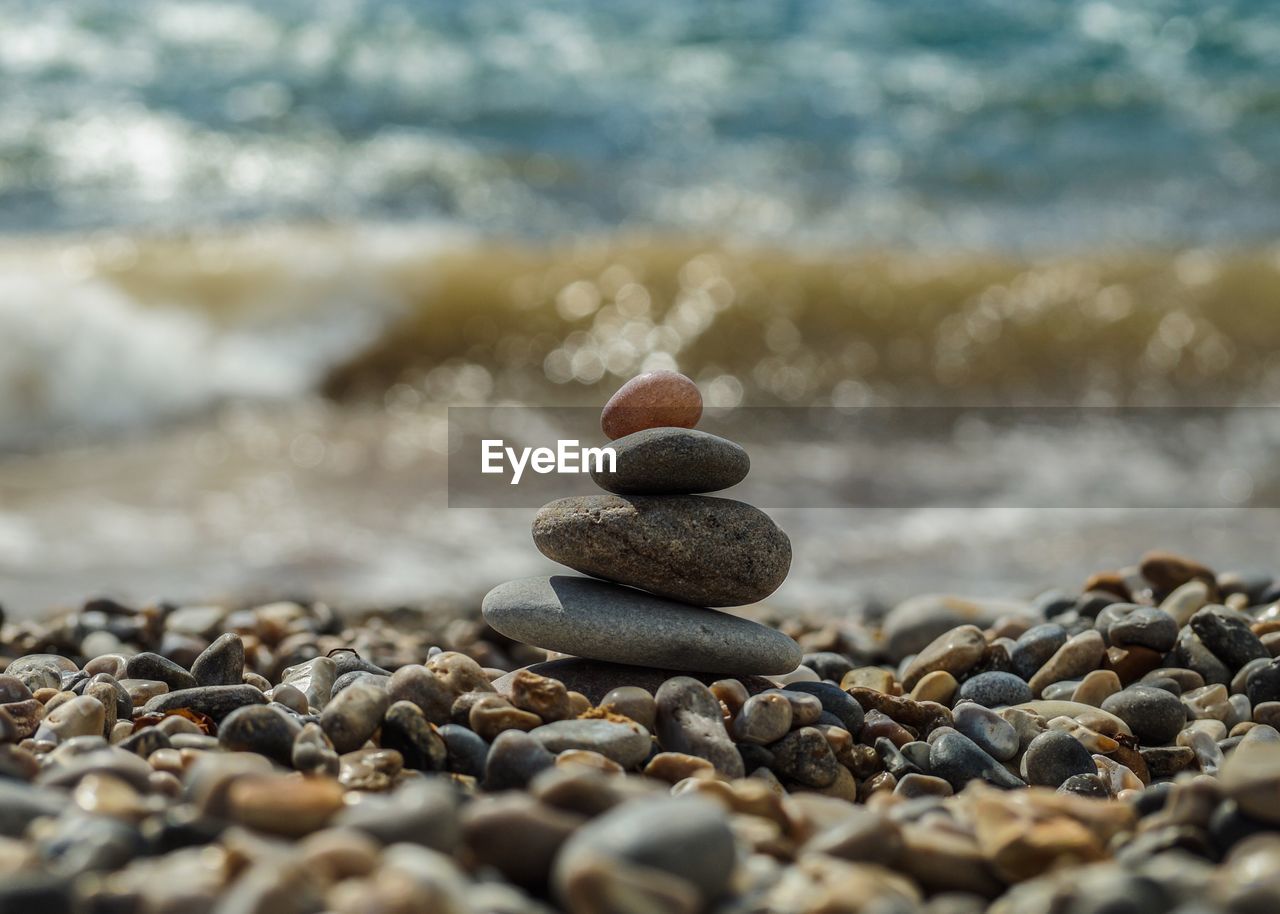 Stack of pebbles on beach