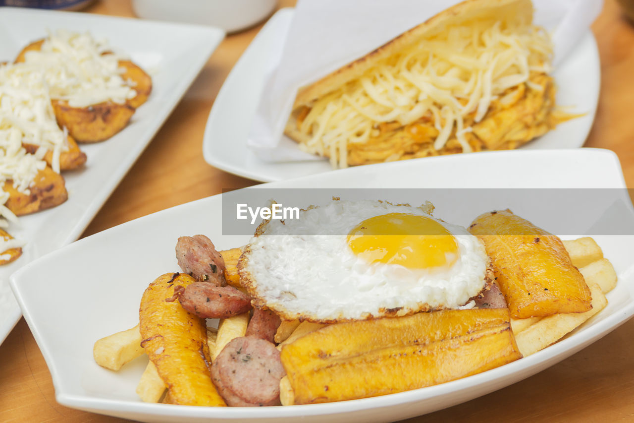 Close-up of breakfast served on table