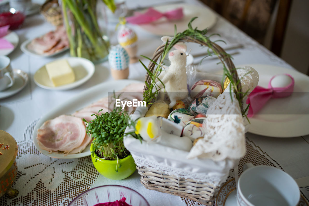 close-up of food in plate on table