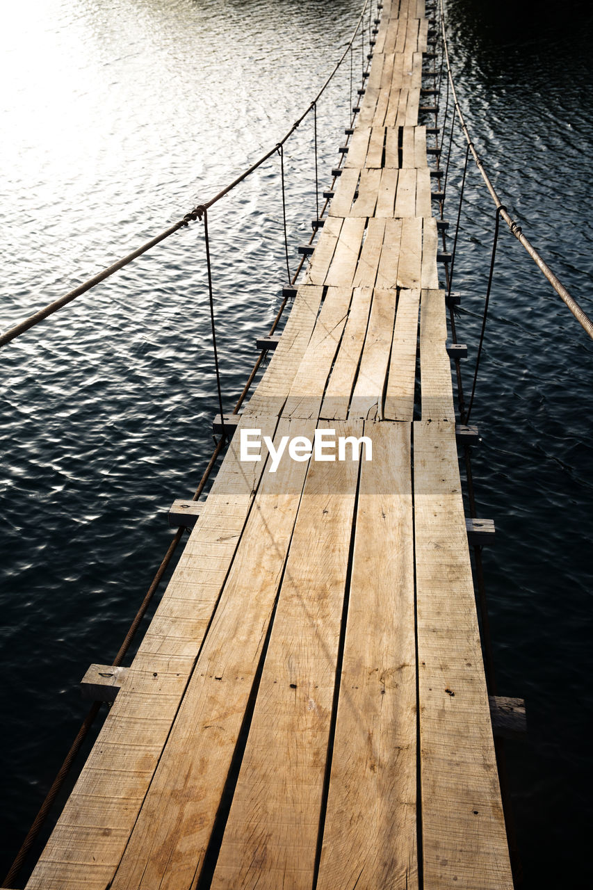 High angle view of pier over lake