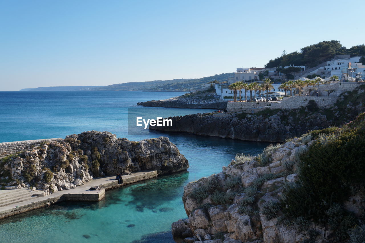 Scenic view of sea against clear sky