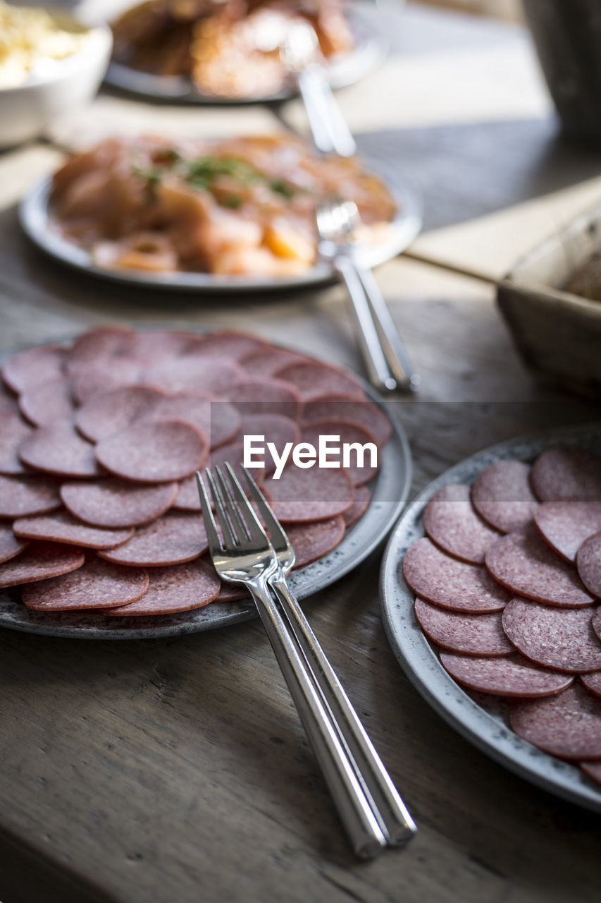 Close-up of food in plate on table