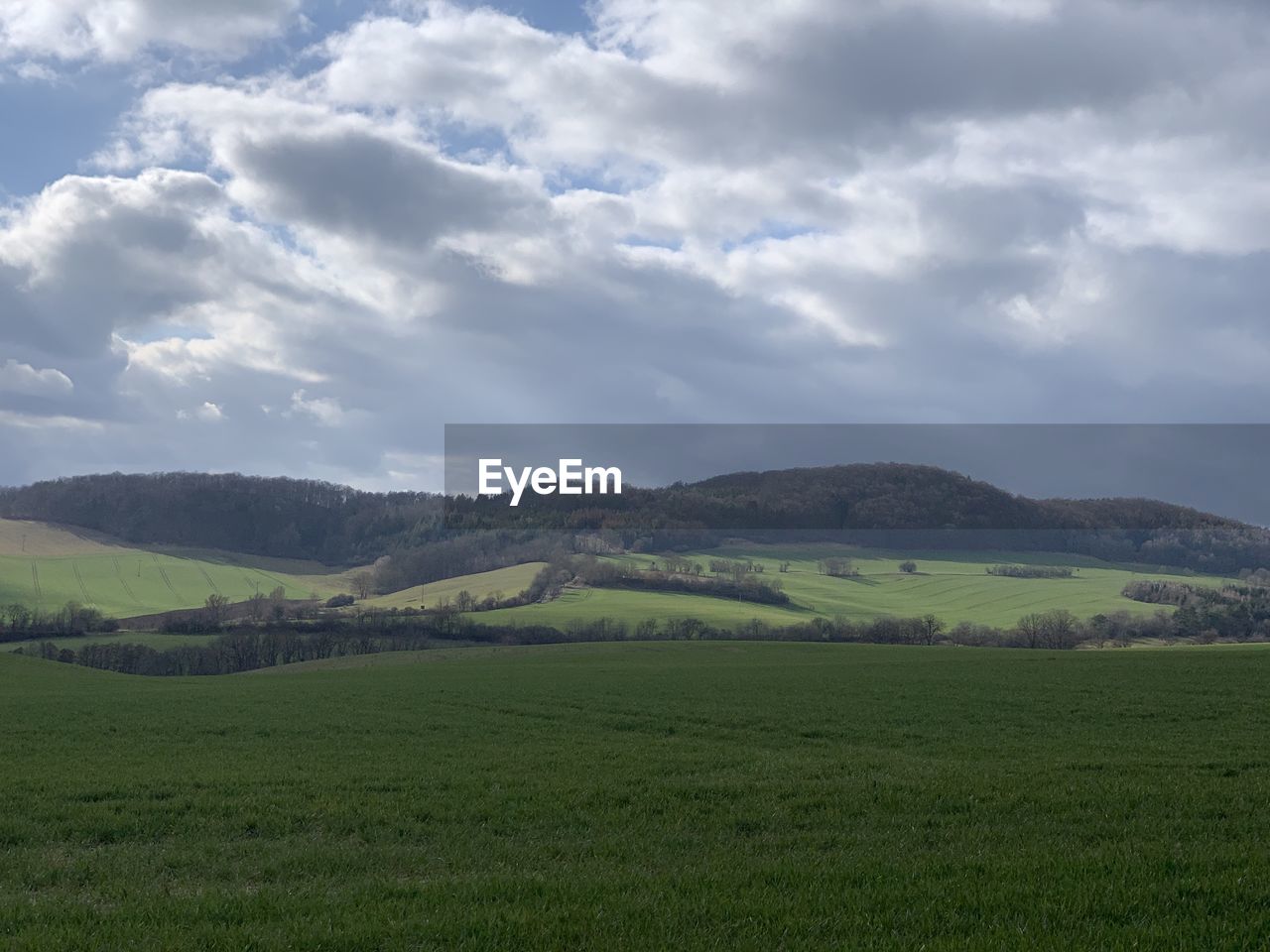 Scenic view of landscape against sky in eichsfeld, thuringia, germany