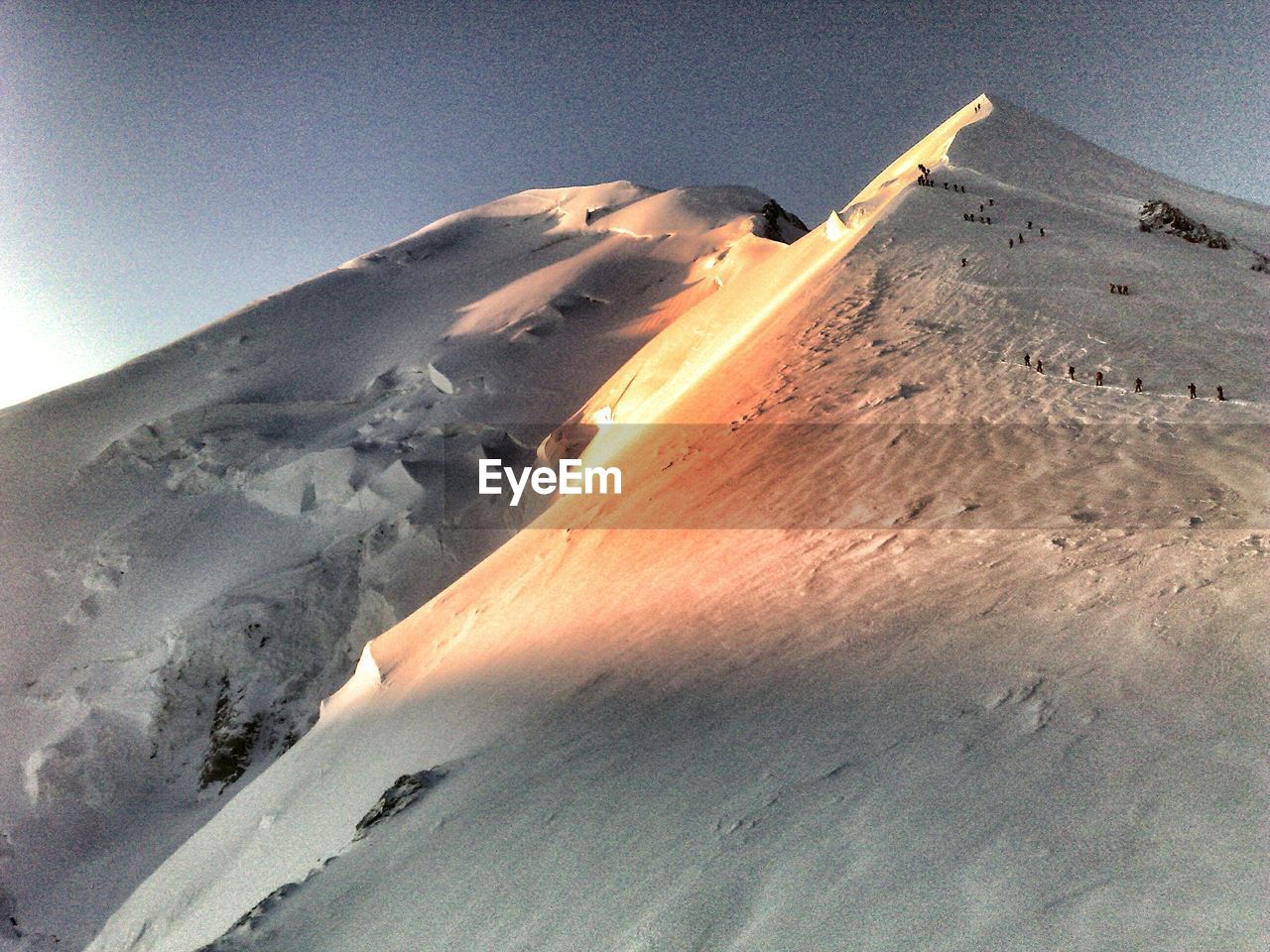 Scenic view of mont blanc against sky during sunrise