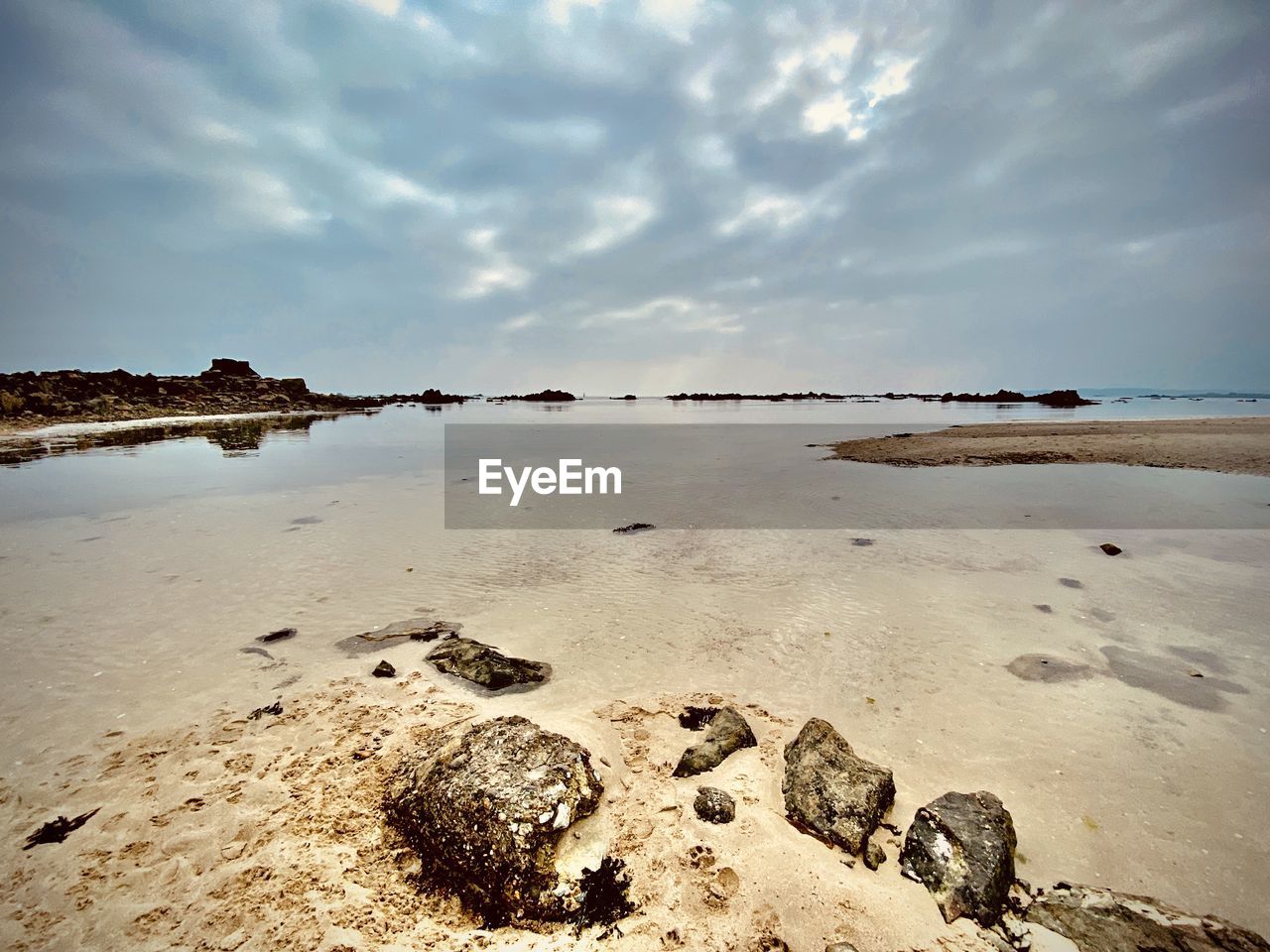 Scenic view of beach against sky