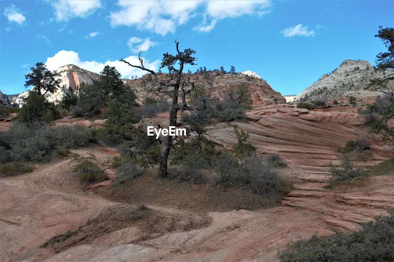 Scenic view of rocky mountains against sky