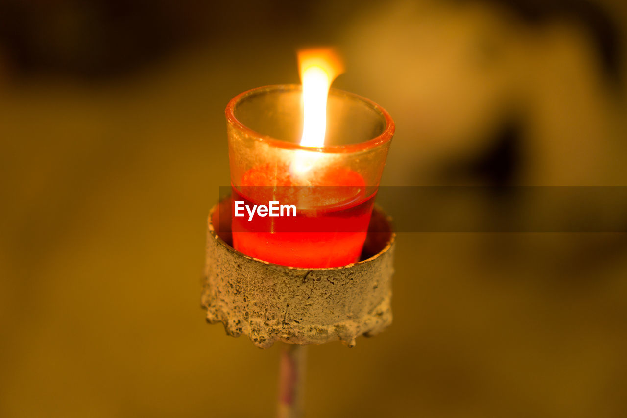 Close-up of lit candle