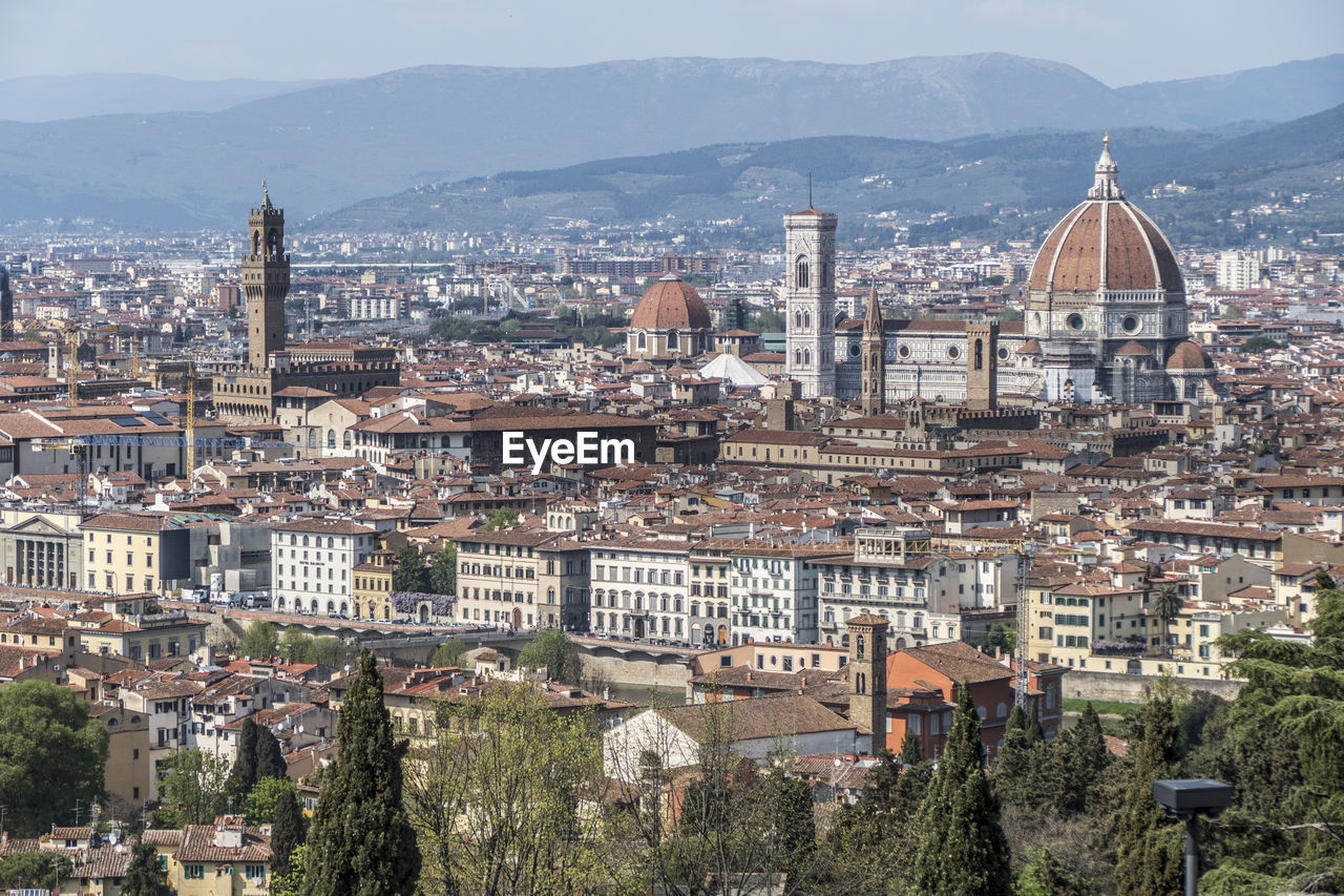 Cityscape of florence from michelangelo square with cathedral of santa maria del fiore in background