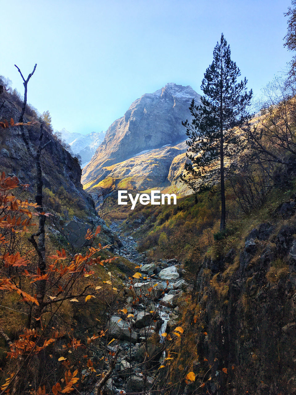 Scenic view of mountains against clear sky