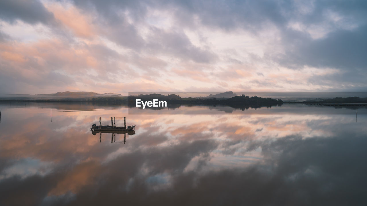 Scenic view of lake during sunset