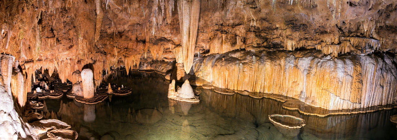 low angle view of rock formations