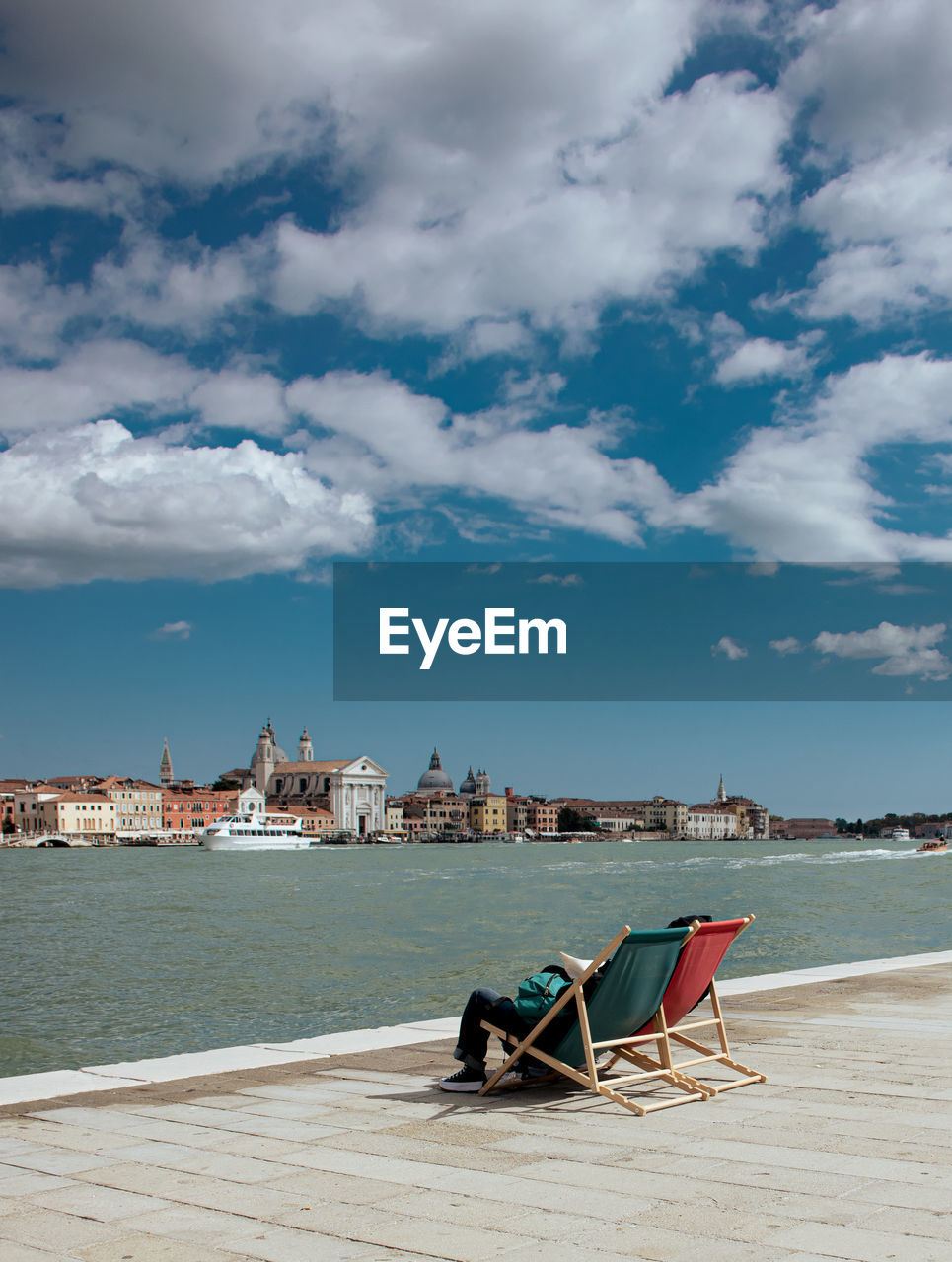 Scenic view of sea against sky. venetian lagoon. giudecca embankment 