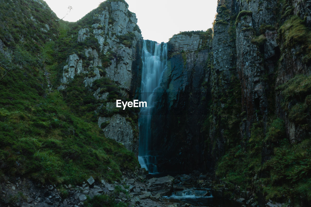 Wailing widow falls in assynt, north west highlands of scotland. falls with smoothed water, stream